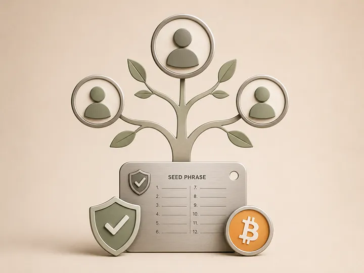 Bitcoin inheritance basics thumbnail showing continuity planning, trusted roles, and non-secret recovery instructions.