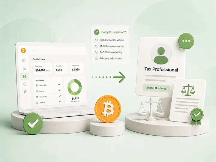 Conceptual illustration for Bitcoin tax software limits and review requirements.