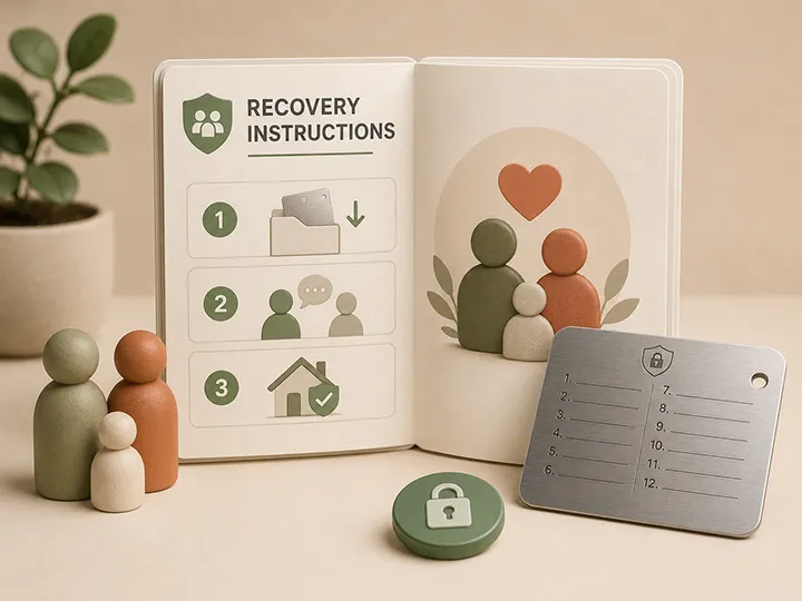 Family recovery instructions thumbnail showing non-secret Bitcoin recovery planning for trusted family access.