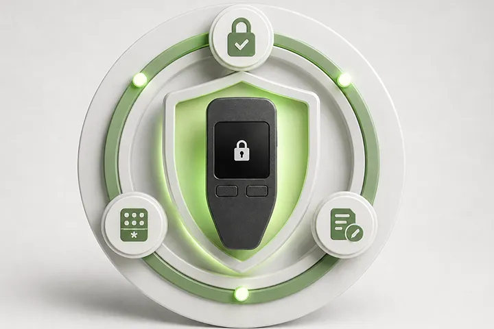 Illustration of hardware wallet security models.