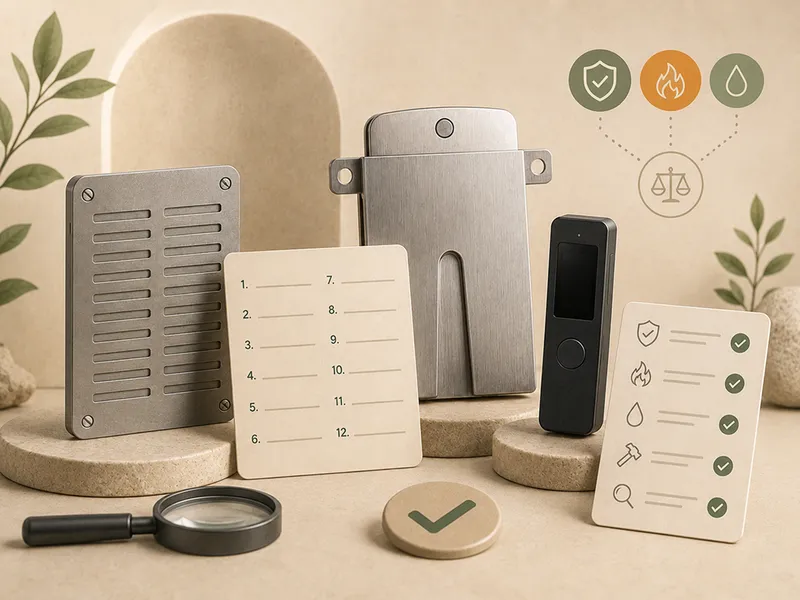 Metal backup selection criteria thumbnail showing durability, legibility, setup, and recovery-fit evaluation.