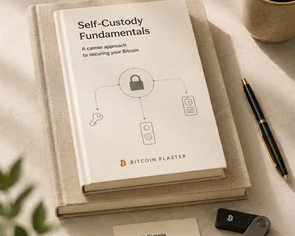Laptop and desk setup suggesting organized Bitcoin self-custody learning.