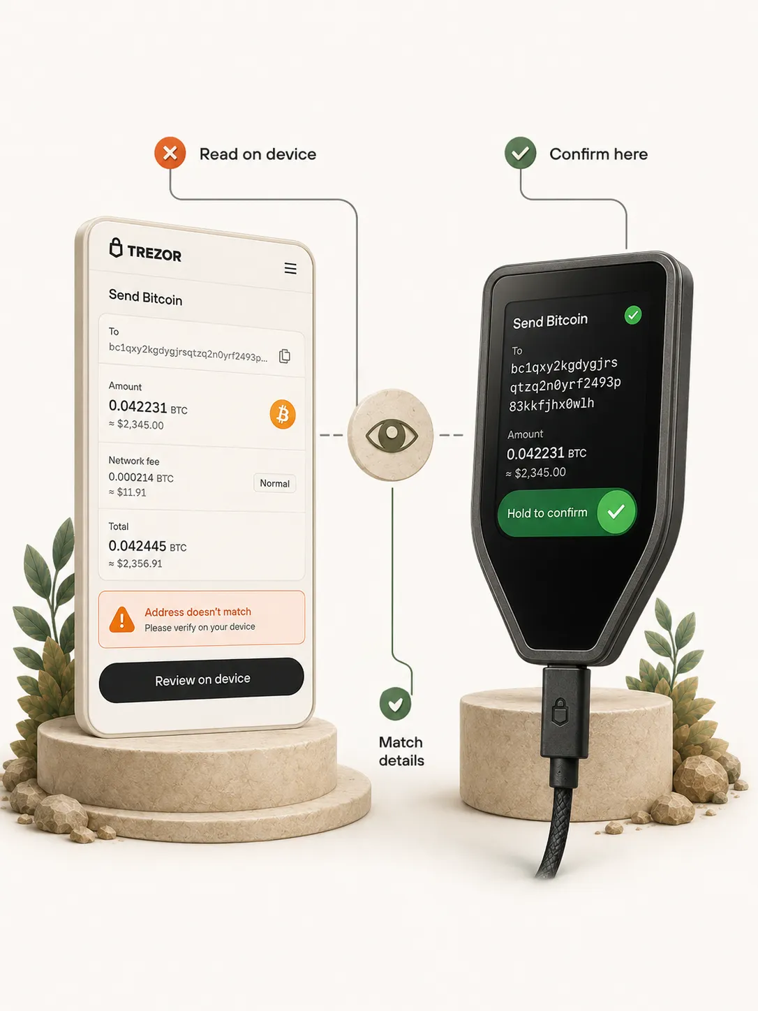 Editorial section illustration for the Trezor Safe 5 device experience.