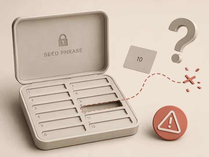 Lost seed phrase response thumbnail showing wallet-access checks, migration decisions, and backup replacement.