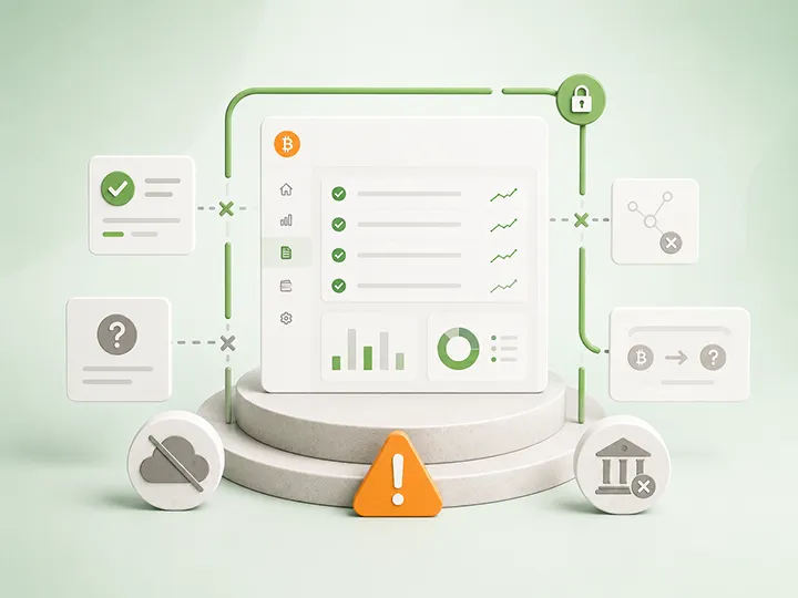 Bitcoin professional-boundary decision concept showing records, complexity signals, and qualified review boundaries.